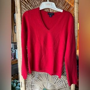 Ann Taylor cashmere v neck sweater red medium